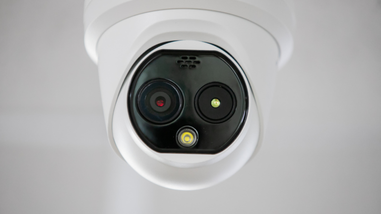 Thermal Camera Installed On Business Ceiling 